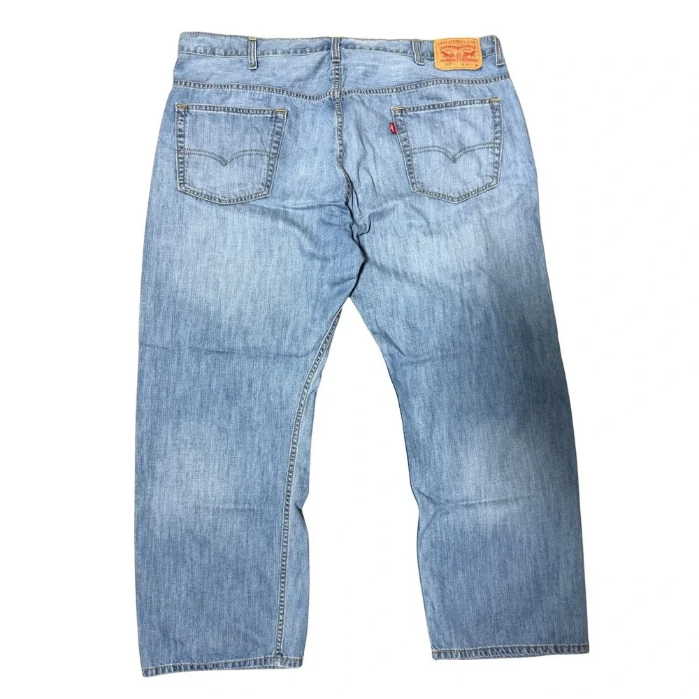 Levi 569 Loose Straight Jeans Mens 42x30 Light Wash Blue Good Denim Pants